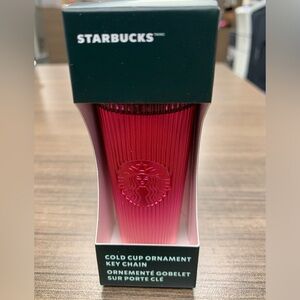 NIB Starbuckscks Cold Cup Ornament Key Chain 2024 Pink Ombré 3” Tall